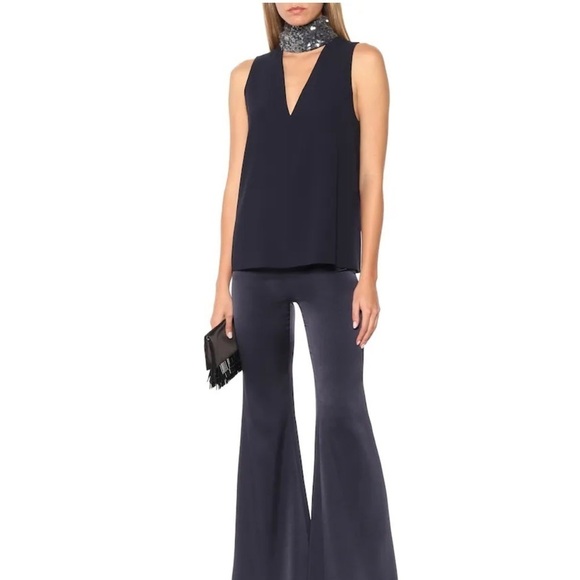 Galvan London Navy Sequin Cortado Top with Sequin Scarf in Back - Picture 2 of 15